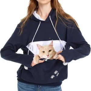 Cat Pouch Hoodie Kitten Puppy Holder Pullover Top Large Pouch Pet Carrier Sweatshirt for Women
