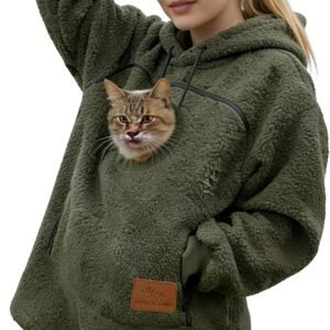 Cat Pouch Hoodie Pet Carrier Hoodie Zipper Kangaroo Pocket Sweatshirt With Pet Pouch Fleece Warm Pet Sweatshirt Outdoor
