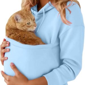 Cat Pouch Hoodie for Women Kangaroo Pet Pouch Hoodie Cozy Soft Dog Pouch Sweatshirt for Carrying Puppy Kitten Dogs