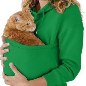 Cat Pouch Hoodie for Women Kangaroo Pocket Sweatshirts Dog Carrier Pullover Pet Care Animal Holder Long Sleeve Tops