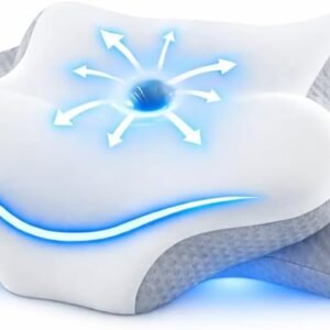 Cervical Neck Pillow for Neck Pain Relief, Butterfly Contour Orthopedic Pillow with Targeted Cervical Support for Proper Neck Alignment, Dual Height Memory Foam Pillow (Whit Grey)