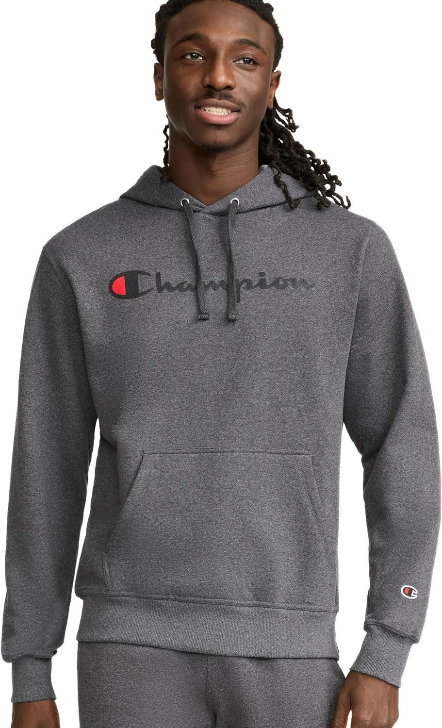 Champion Men's Pullover Fleece Hoodie, Standard Fit, Midweight, Script Logo, Available in Regular and Big & Tall