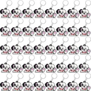 CiciBear 40 Pack Spotty Dog Keychains Party Decoration for Puppy, Pet Animals,Let's Pawty, Animal Lover, Kids Birthday, Baby Shower