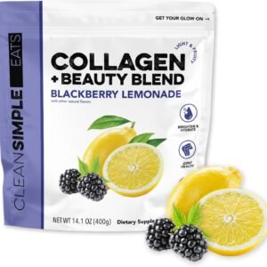 Clean Simple Eats Collagen Powder + Beauty Blend, BlackBerry Lemonade, Hydrolyzed Collagen Peptides from Grass Fed Bovine & Chicken, Hyaluronic Acid for Hair, Skin, Nail & Joint Support, 30 Servings