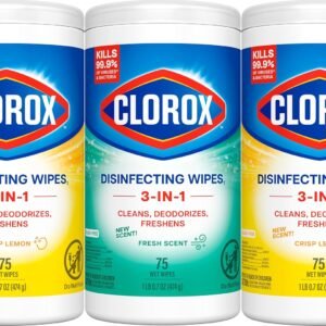 Clorox Disinfecting Cleaning Wipes for Spring Cleaning & Allergy Season, Bleach Free, Fresh Scent and Crisp Lemon, 75 Count Each, Pack of 3
