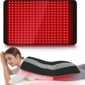 Comfytemp 24'' x 17'' Large Red Light Therapy Pad for Body, 320 LEDs Near Infrared Light Therapy Pad, 48W Light Wrap for Back Waist Joint Muscle, 660nm & 850nm