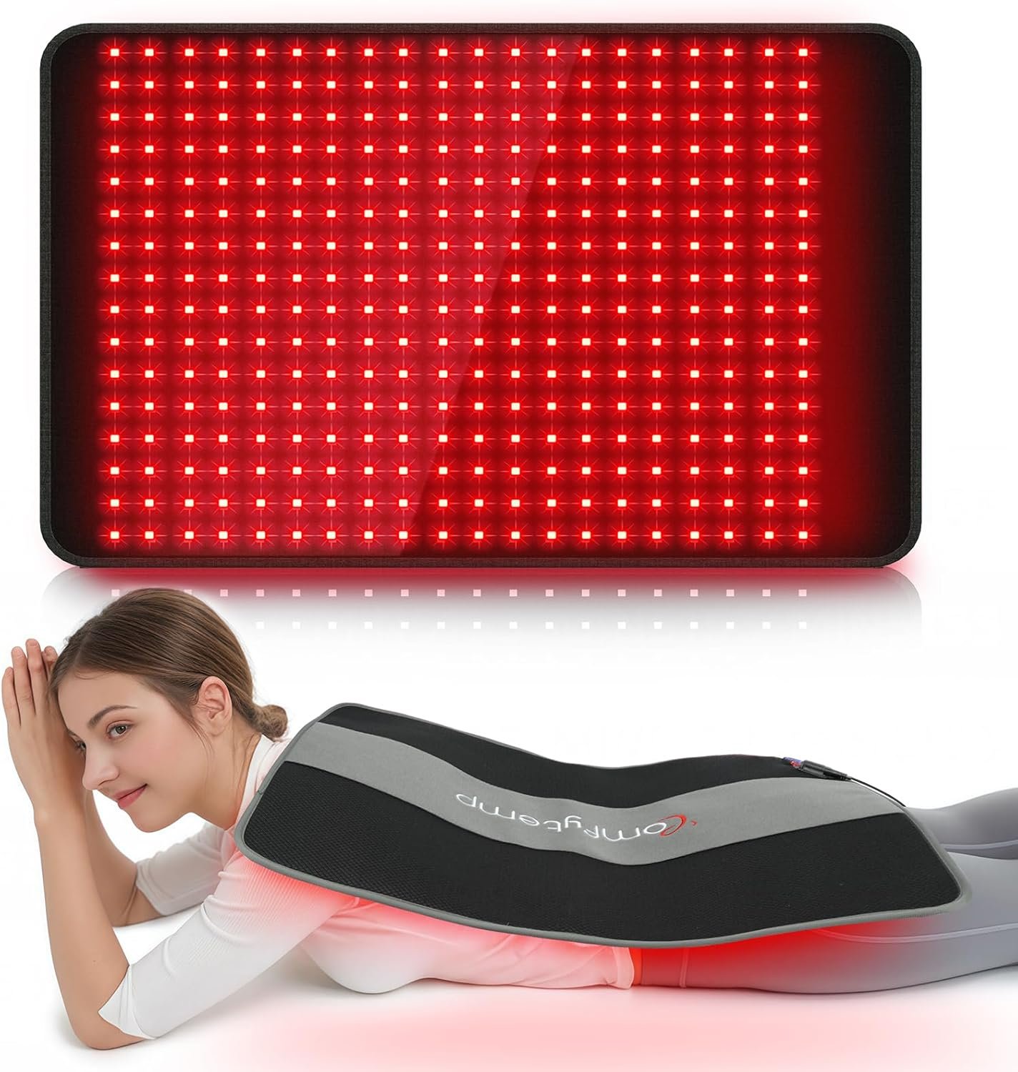 Comfytemp 24'' x 17'' Large Red Light Therapy Pad for Body, 320 LEDs Near Infrared Light Therapy Pad, 48W Light Wrap for Back Waist Joint Muscle, 660nm & 850nm