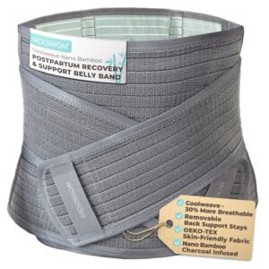 Coolweave Postpartum Belly Band for C-Section Recovery, Breathable Maternity Abdominal Binder with Ergonomic Back Support, Adjustable Belly Wrap for Post Surgery Recovery, Waist & Core