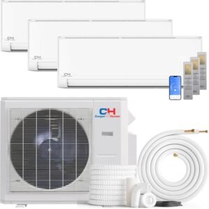 Cooper & Hunter 36,000 BTU Tri 3 Zone 12K + 12K + 18K Wall Mount Ductless Mini Split AC & Heat Pump – Smart Kits & 25FT Installation Kits – 24 SEER2 Inverter System - Pre-Charged