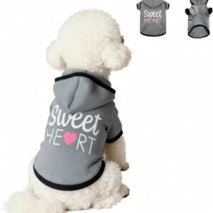 Cozy Dog Hoodies & Sweater for Small Dogs & Puppies - Boy & Girl Outfit, Snug Fit Winter Hoodie, Ultra-Soft & Gentle for Easy Care, 100% Polyester, Gray, X-Small