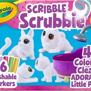 Crayola Scribble Scrubbies Glam Pack (4 Pets), Washable Pet Care Toy & Coloring Animal Craft Kit, Gift for Kids, Playset for Girls & Boys, Ages 3+