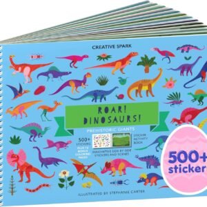 Cupkin Dinosaur Sticker Book Activity for Kids, Toddler Airplane Travel Essentials, 500+ Dino Stickers for Kids + 12 Scenes + 12 Coloring Book Pages, Dinosaur Lover Gift, Crafts Ages 2-8