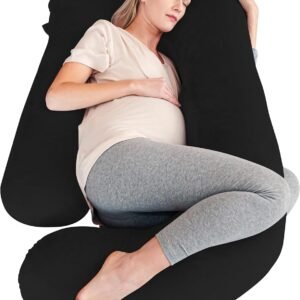 Cute Castle Pregnancy Pillows, Soft U-Shape Maternity Pillow with Removable Cover - Full Body Pillows for Adults Sleeping - Pregnancy Must Haves - Jumbo 57 Inch - Black