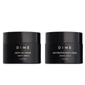 DIME Beauty Moisture Skin Care Set - Dewy Day Cream and Restorative Night Cream Non Toxic Face Moisturizer for Dry or Sensitive Skin Barrier Repair Day and Night Hydrating Facial Creams