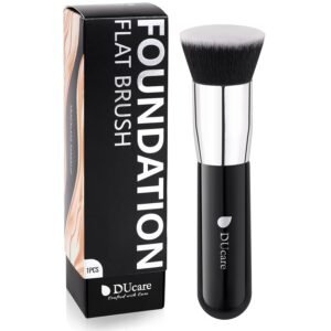 DUcare Kabuki Foundation Brush for Liquid Makeup Flat Top Professional Stick Buffing Blending Mineral Powder Large Face Makeup Brush, Black