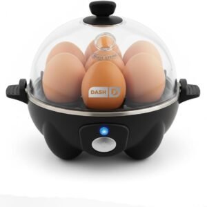 Dash Rapid Egg Cooker - Boiler, Poacher & Steamer - Includes Measuring & Recipe Guide - Dishwasher Safe - BPA Free - Holds 7 Eggs, Black
