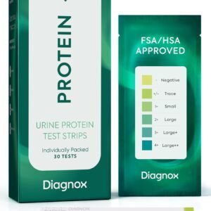 Diagnox Health Urine Protein Test Strips | At-Home Proteinuria Monitoring | Individually Wrapped, Fast 60-Second Results | Easy Urinalysis Test, Pack of 30