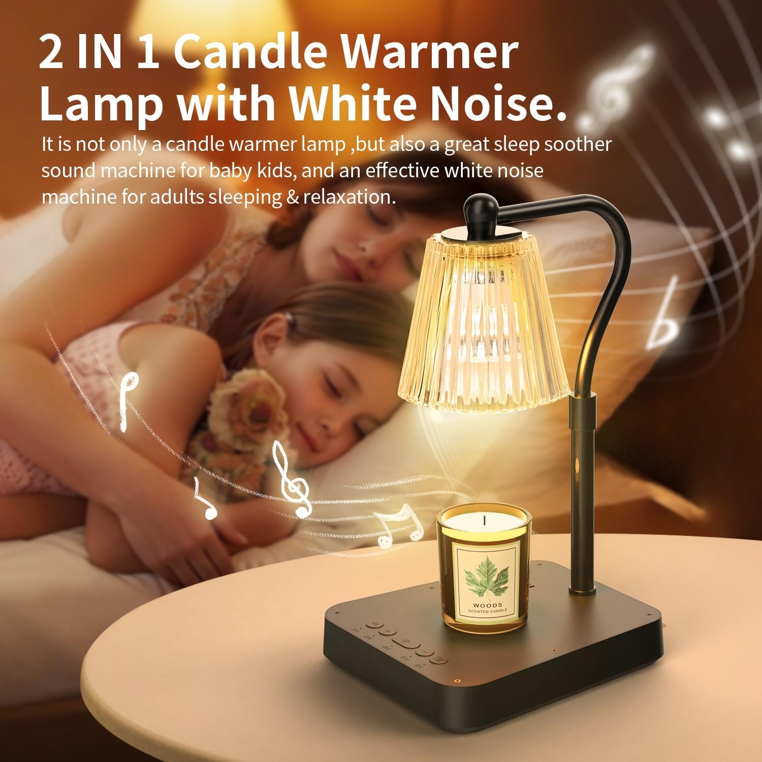 Dimmable Candle Warmer Lamp with Timer, 2-in-1 Adjustable Candle Lamp Warmer Light Sound, Touch Control Lamp Candle Warmer Light for Jar Candles - Image 2
