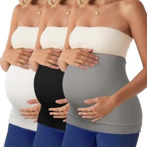 Diravo 3 Pack Womens Maternity Belly Band for Pregnancy Shirts Extenders Pregnancy Support Seamless Belly Belt Bands