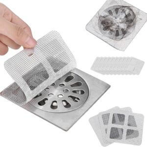 Disposable Hair Drain Stickers, 2025 Upgraded Disposable Floor Drain Filter Stickers, Bathroom Shower Drain Protector, Mesh Cover Floor Drain Sticker for Kitchen Bathroom Tub (10)