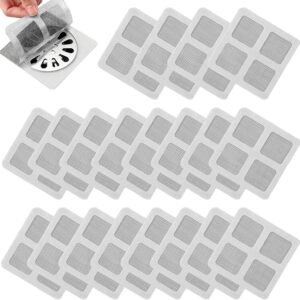 Disposable Hair Drain Stickers, 2026 New Shower Drain Cover Hair Catcher, Bathroom Floor Drain Filter Stickers, Mesh Cover Floor Drain Sticker 4" x 4" (20)