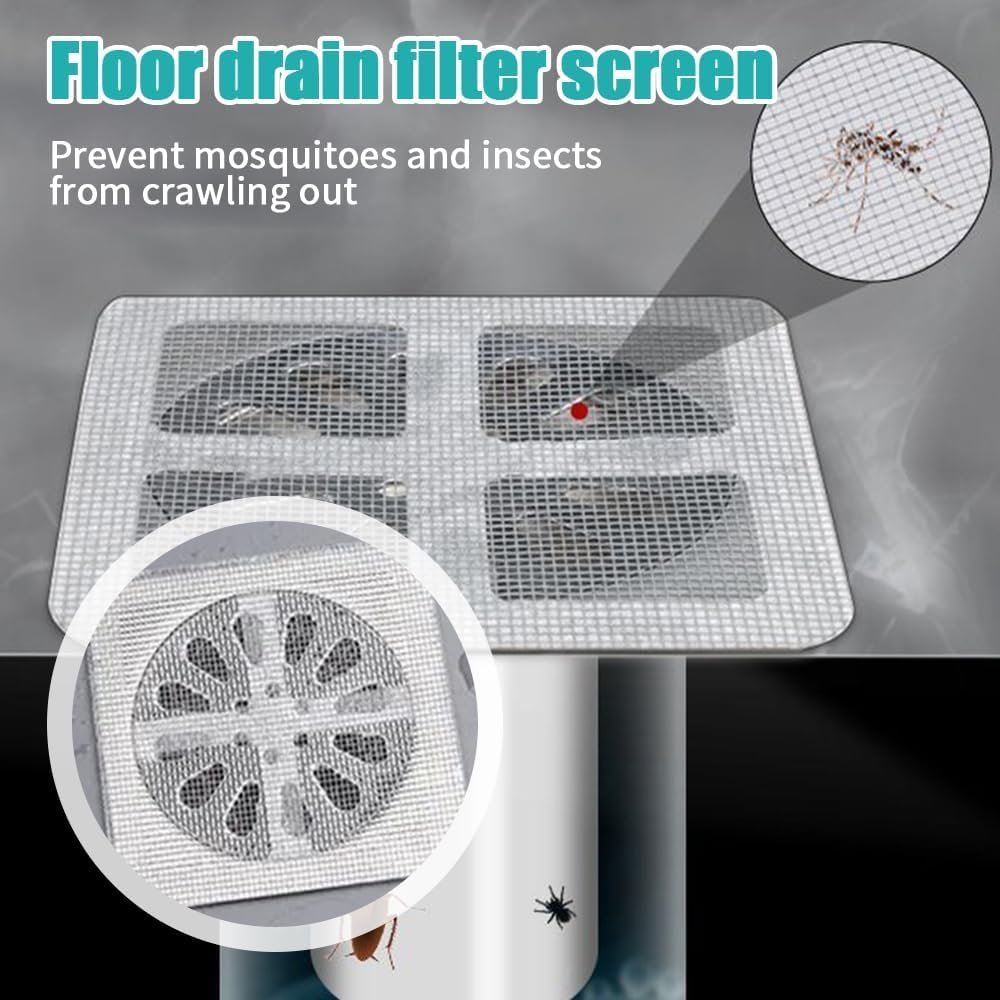 Disposable Hair Drain Stickers, 2026 New Shower Drain Cover Hair Catcher, Bathroom Floor Drain Filter Stickers, Mesh Cover Floor Drain Sticker 4" x 4" (20) - Image 2