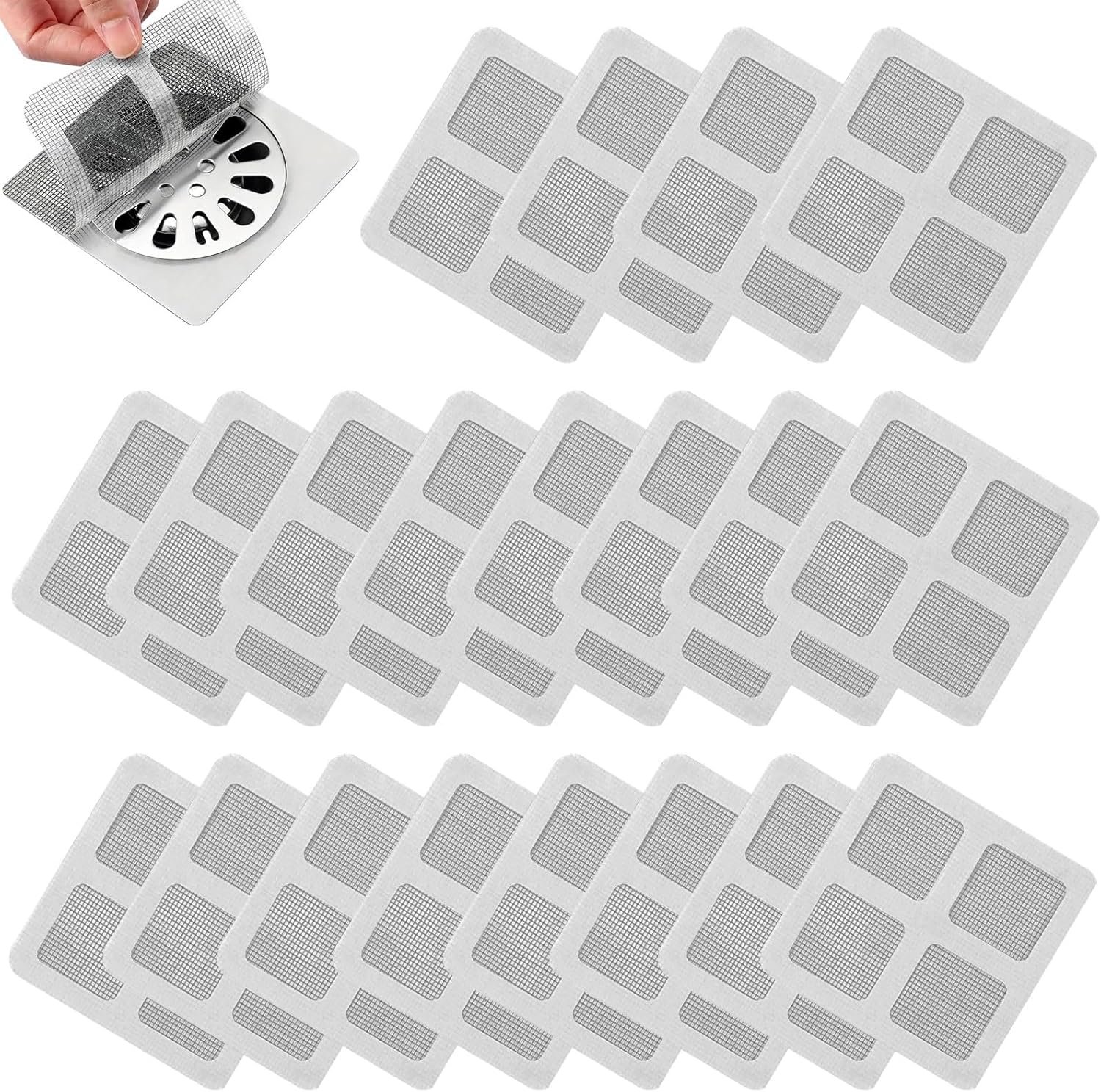 Disposable Hair Drain Stickers, 2026 New Shower Drain Cover Hair Catcher, Bathroom Floor Drain Filter Stickers, Mesh Cover Floor Drain Sticker 4" x 4" (20)