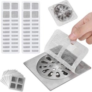 Disposable Shower Drain Hair Catcher, Upgraded Disposable Hair Drain Stickers Drain Mesh Cover Bathroom Shower Drain Protector for Bathroom Laundry Kitchen Sink (10)