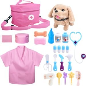 Doctor Kit for Toddlers 1-3-5 Toddler Girl Toys 3 4 5 6 Year Old Girl Birthday Gift Toys Dog Puppy Vet Kit Kids Veterinarian Playset
