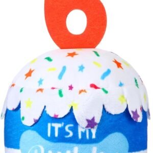 Dog Birthday Cake Toy Accessories for Girl Boy Gifts, Squeaky Plush Toy for Dog Birthday Party Decor Favor for Large, Medium and Small Dogs(6th,Blue)