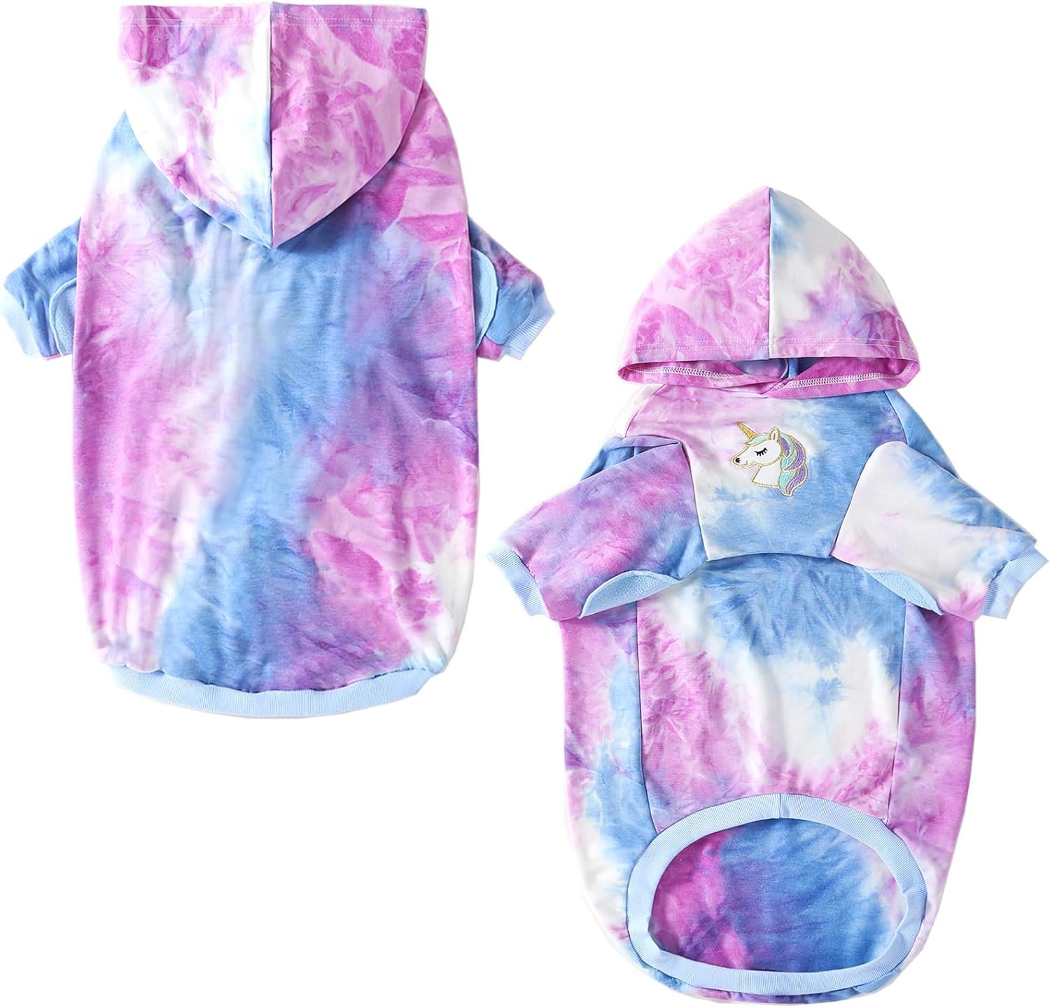 Dog Cotton Tie dye Hoodie Blue Pullover Sweatshirts Soft and Stretch Pets Clothes Hooded for Large Dogs(Blue 2XL) - Image 2