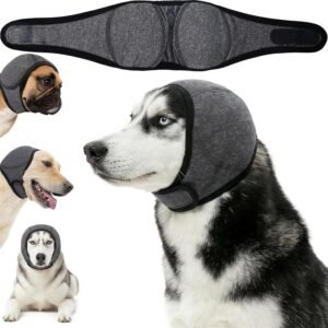 Dog Ear Muffs Noise Protection No Shake Ear Wrap for Hematoma Dog Quiet Ear Covers for Bath Grooming Swimming Waterproof Drying Dog Head Wrap Anxiety Relief Calming Comfort Hoodie Adjustable (M)