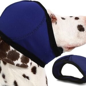 Dog Ear Muffs Wrap for Hematoma, Bathing, Drying, Swimming & Noise Anxiety Relief- Elastic Waterproof Ear Protection with Calming Hoodie Design for Grooming