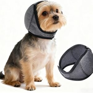 Dog Ears Cover, Dog Ear Muffs Noise Protection, Adjustable No Shake Ear Wrap Comfortable Quiet Dogs Calming Hood Blow Drying Headband Wraps (Grey, S(Head Circle:10"-15"))