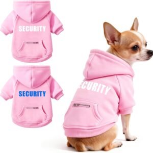 Dog Hoodie for Large Dogs Glow-in-The-Dark Security Dog Sweater Sweatshirt Hooded Soft Brushed Fleece WinterClothes with Dual Pocket Zip Puppy Hoodies Pink XXL