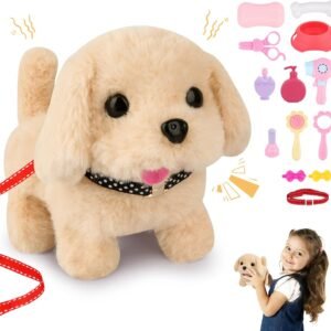 Dog Plush - Walking Dog Plush Toys, Electronic Interactive Stuffed with Turtle Backpack, Cute Puppy Stuffed Animals Gifts for Kids Boys Girls