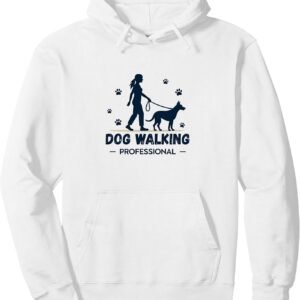 Dog Walking Professional: Pet Care Service Logo Pullover Hoodie, Adult Unisex, White, Small