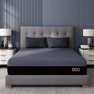 EGOHOME 10 Inch Queen Memory Foam Mattress for Back Pain, Cooling Copper Gel Bed in a Box, Foam Made in USA, CertiPUR-US Certified, Therapeutic Medium Firm, 60x80x10 Black