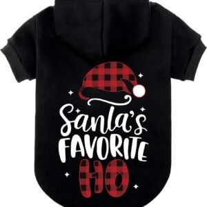 EXPAWLORER Dog Christmas Hoodie - Dog Christmas Sweater Xmas Sweatshirt with Santa Hat Print, Warm Fleece Lined Holiday Pet Outfit with Leash Hole, Cozy Soft Pet Clothes for Small Dogs Cat Puppy, XS