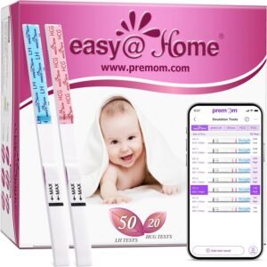 Easy@Home 50 Ovulation Test Strips and 20 Pregnancy Test Strips Combo Kit, (50 LH + 20 HCG)-Package May Vary