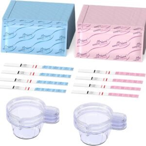 Easy@Home Ovulation & Pregnancy Test Strips Kit: 25 Ovulation Tests 10 Pregnancy Tests & 35 Large Urine Cups - Powered by Premom Ovulation APP | 25LH + 10HCG + 35 Urine Cups