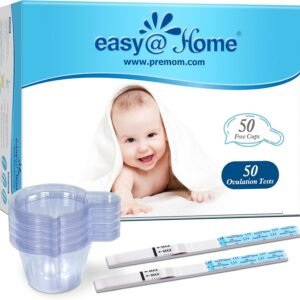 Easy@Home Ovulation Test Predictor Kit : Accurate Fertility Test for Women (Width of 5mm), Fertility Monitor Test Strips, 50 LH Strips with 50 Urine Cups
