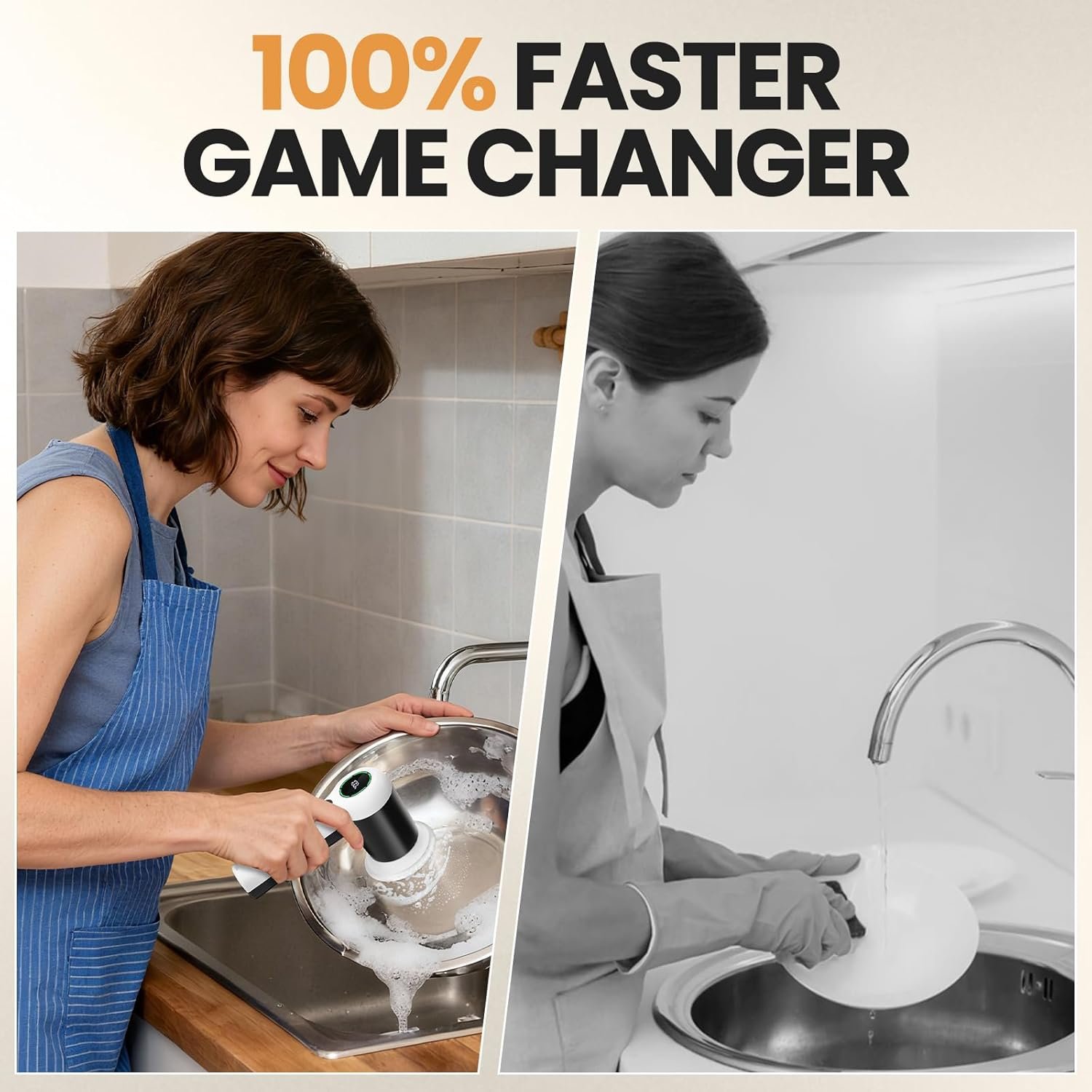 Electric Bathroom Cleaning Brush, Cordless Spin Scrubber Full Body Waterproof IPX7 with 6 Replaceable Brush Heads for Bathtub/Kitchen/Window/Home Cleaning -SD-CTB02 - Image 2