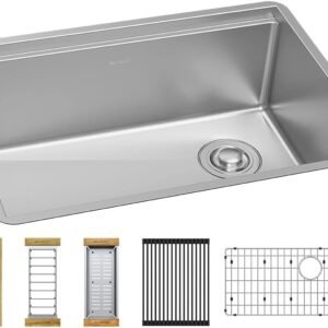 Elkay Crosstown 16 Gauge Workstation Stainless Steel 25-1/2" x 18-1/2" x 9" Single Bowl Undermount Sink Kit