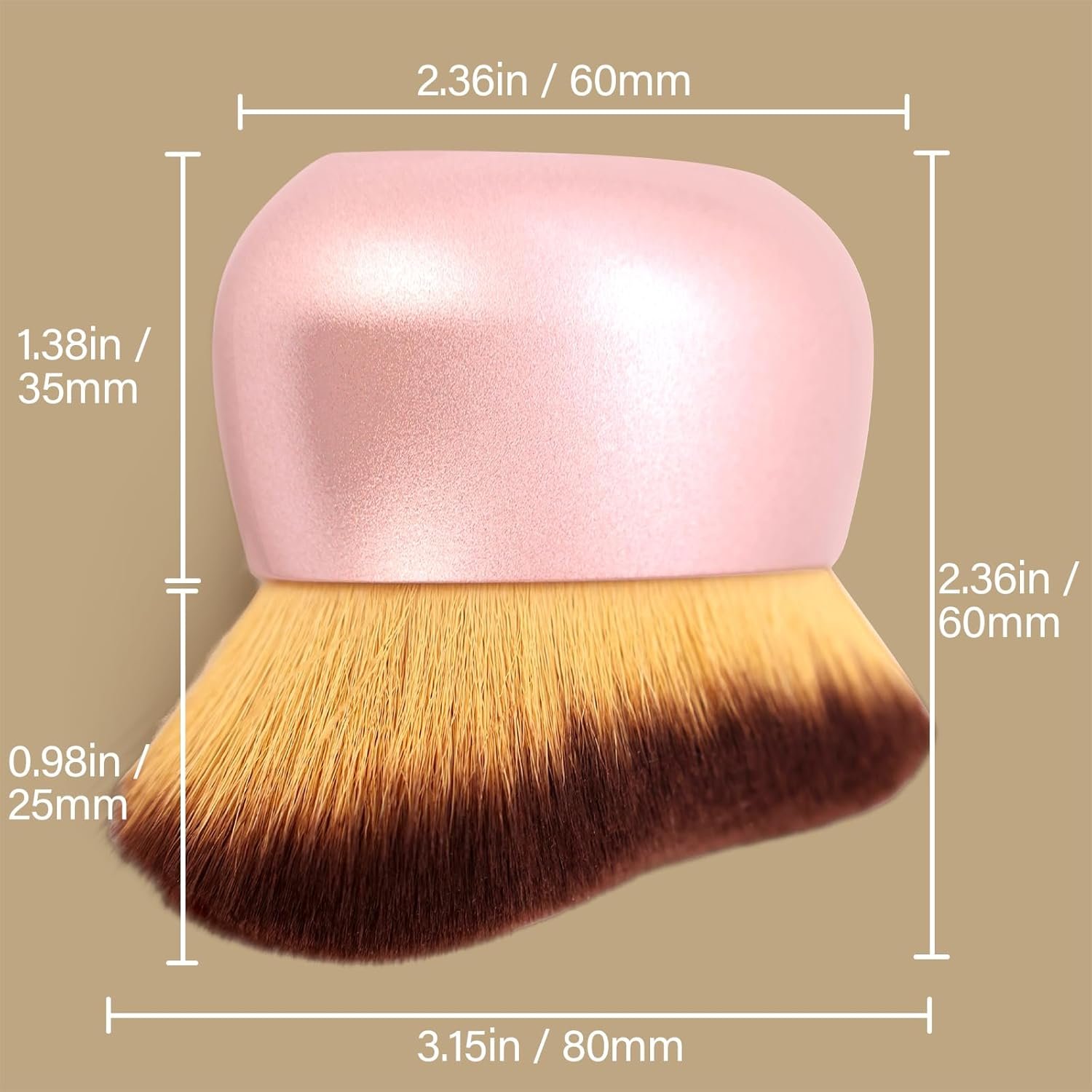 Extra Large Body Makeup Brush For Self Tanner, Leg Makeup &Bronzer Blend,75 mm Wide-headed Kabuki Brush Provides More Even &Pretty Application, Oval Face&Back Makeup Brush, Wet&Dry Use- Pink Rose Gold - Image 2