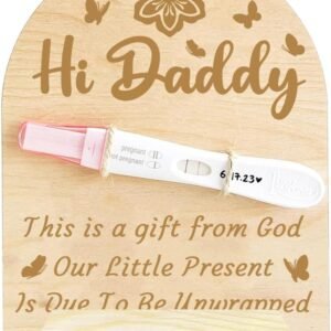 FREEBLOSS Pregnancy Announcement for Husband Wood Pregnancy Test Keepsake Sign Baby Gift Sets for Family Member Surprise Gift, Flower and Butterfly Pattern 15x17.8cm/5.9x7inch