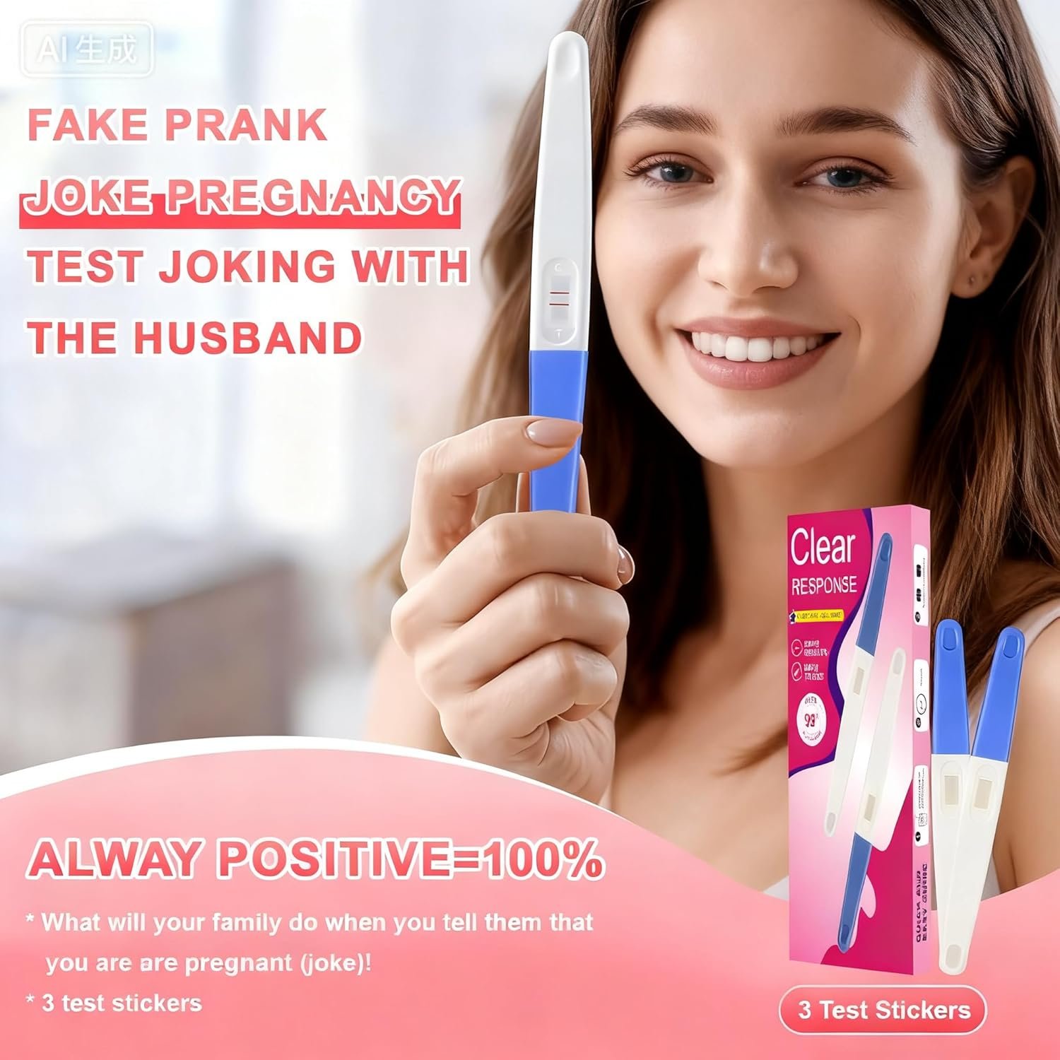 Fake Pregnancy Test Prank Joke False Pregancy Test Kit, Early Result Pregnancy Test Always Turns Positive for Practical Joke Gag (3 Pieces) - Image 2