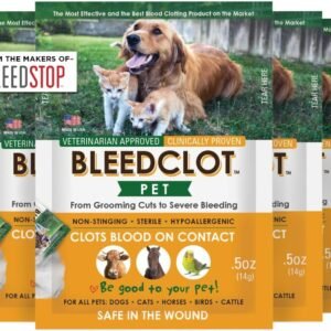 First Aid Blood Clotting Powder | The Best for All Animals to Stop Bleeding, Guaranteed | for Minor Cuts and Severe Arterial Bleeding | from The Makers of BleedStop (4 Pouches (0.5 oz))