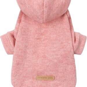 Fitwarm Knitted Dog Hoodie Sweater, Winter Clothes for Small Dogs Boy Girl, Lightweight Pet Sweatshirt, Heather Pink, Small