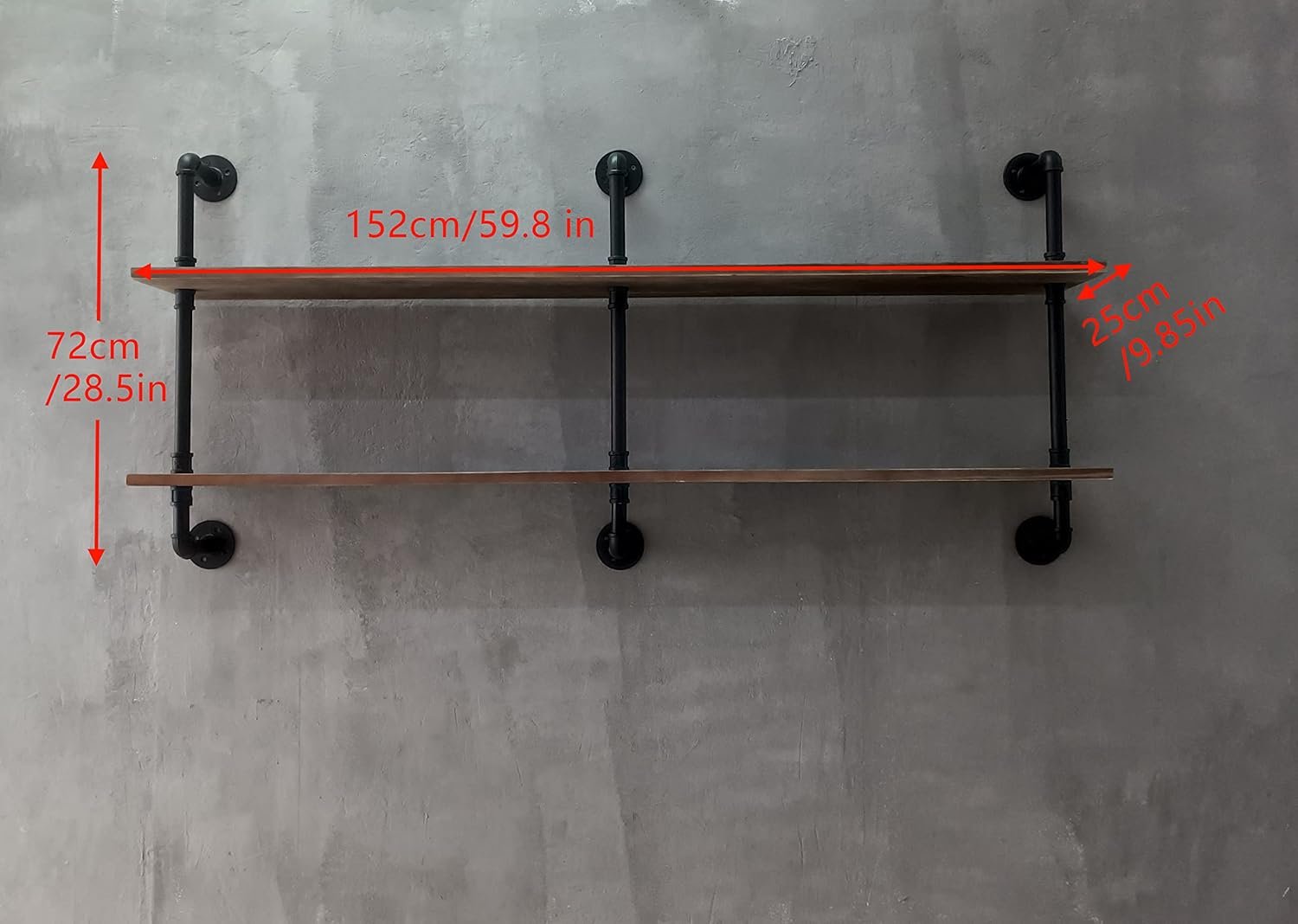 Floating Shelves for Wall Laundry Room Shelves Bookshelf Industrial Pipe Shelving Shelf Real Wood Planks 60 inch Rustic Wall Shelves Hanging Bookshelves Farmhouse Kitchen Bar Shelving - Image 2